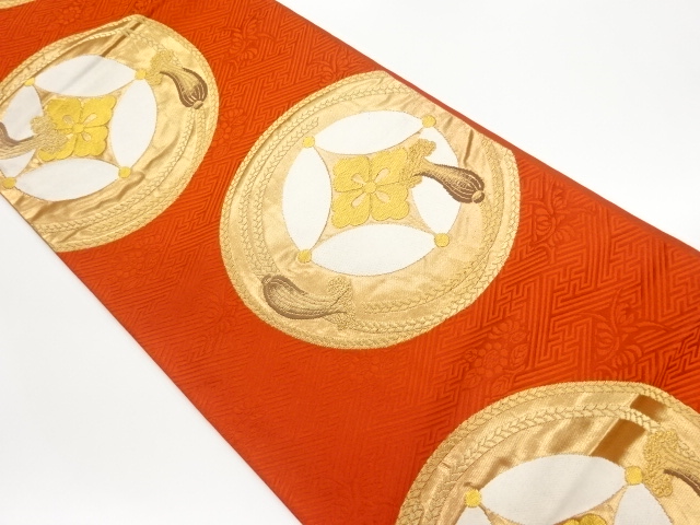 七宝花菱に紐模様織出し袋帯